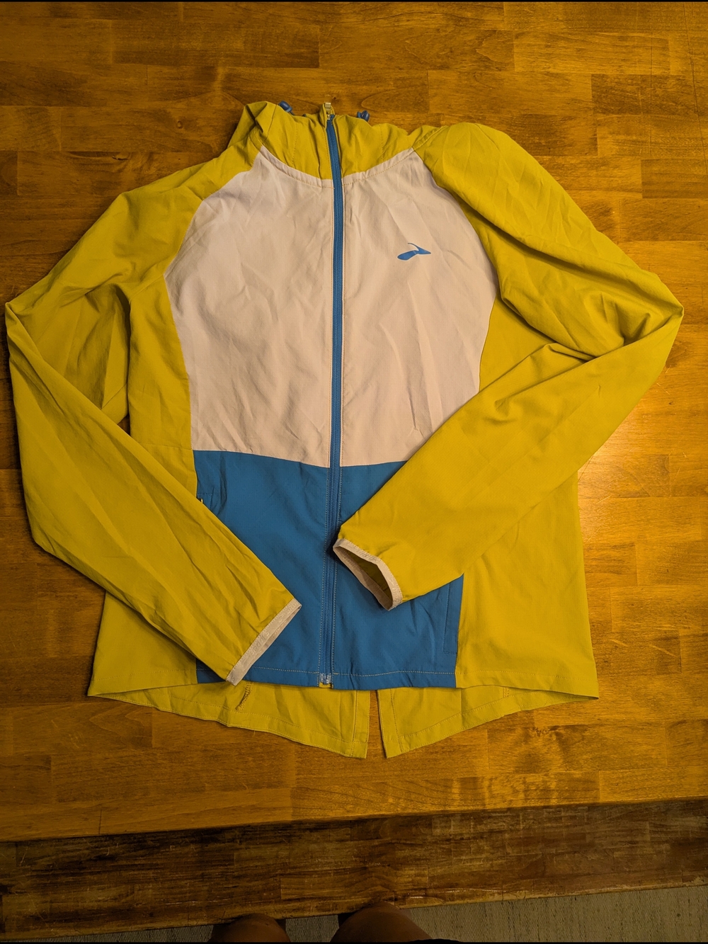 Brooks Canopy Jacket - Mustard, Lavender & Blue Hooded Running Rain Jacket